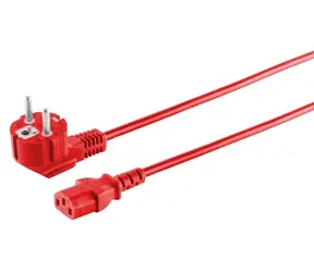 MicroConnect Netzkabel Schuko 90° - C13 rot / Netzkabel / 3 m / 250 V / 10 A