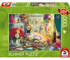 Schmidt Puzzle Zusammenbauen mit einer Katze / 1000 Teile / ab 12 Jahren