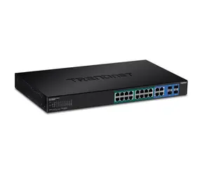 Trendnet 20-Port Web SMART PoE+ Switch mit 4X SFP / Switch / 16x Gigabit PoE+ / 370 W / L2/L3 verwaltet / Rack 1U