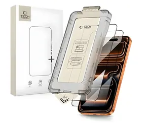 Tech-Protect Quick Set+ schwarz / Schutzglas / Apple iPhone 17 Pro / 2 Stück / Gehärtetes Glas