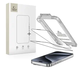 Tech-Protect Quick Set+ 2er-Pack Schwarz / Schutzglas / Gehärtetes Glas / Apple iPhone 15 Pro