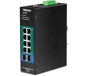 Trendnet TI-PG102i / Industrie-Switch / 8x Gigabit PoE+ / 2x SFP / 240 W / L2-Managed / DIN-Schiene