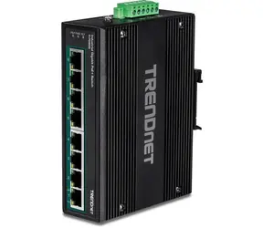 Trendnet TI-PG80B / Industrie-Switch / 8x Gigabit PoE+ / 200 W / 16 Gbit/s / DIN-Schiene