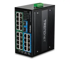 Trendnet TI-PG262 / Industrie-Switch / 24x Gigabit / 16x PoE+ / 2x SFP / 480 W PoE / DIN-Schiene
