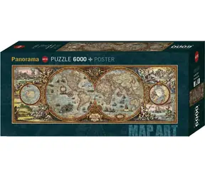 HEYE Panorama-Puzzle Weltkarte (Halbkugel) / 6000 Teile / 235 x 83 cm
