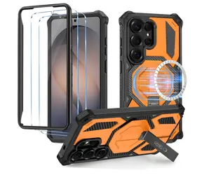 Tech-Protect MagBlast Schutzhülle aus gehärtetem Glas, schwarz/orange, für Samsung Galaxy S26 Ultra, MagSafe, 2-teilig