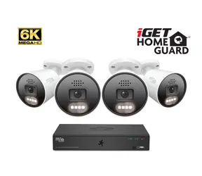 iGet HOMEGUARD HGNVK88604 / 8-Kanal 6K NVR-Recorder / 4x IP67 6K-Kameras / PoE / Audio / KI-Erkennung / LAN / HDMI