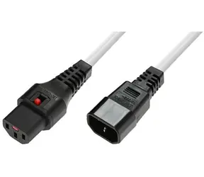 MicroConnect Verlängerungskabel mit IEC-Verriegelung C13-C14, weiß / Verlängerungskabel / 1,5 m / 230 V / 10 A