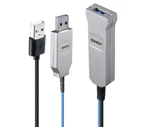 Lindy optisches USB 3.0-Kabel, 30 m, blau / USB-Kabel / USB-A - 2x USB-A / 5 Gbit/s / 0-70 °C
