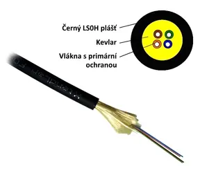 Xtendlan Optisches Drop-Kabel, 4-adrig, schwarz / Optisches Kabel / 9/125 / G.657A / LS0H / 500 ms Anschlüsse