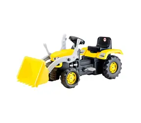 DOLU Trettraktor mit Bagger, gelb / Tragfähigkeit 50 kg / ab 3 Jahren / 113 x 53 x 45 cm