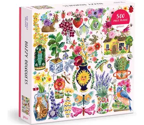 Galison Quadratisches Puzzle „Summender Blumenstrauß“ / 500 Teile / 51 × 51 cm