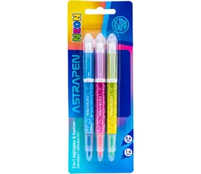 ASTRA Highlighter 2in1 Neon / 3er-Set / Liner + Highlighter