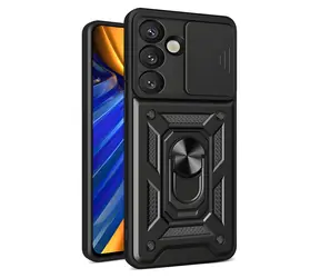 Hurtel Hybrid Armor Camshield schwarz / Rückseite / mit Ständer / mit Kameraabdeckung / für OnePlus 13R 5G / Ace 5 5G