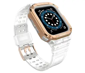 Hurtel Armor Case transparent, roségoldenes Armband / Hülle mit Armband / robust / für Apple Watch 38/40/41 mm