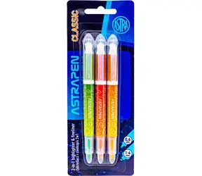 ASTRA Highlighter 2in1 Classic / 3er-Set / Liner + Textmarker