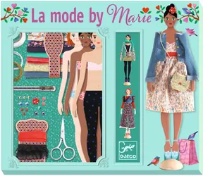 DJECO Kreativset „FASHION von Marie“ / 3 Puppen / Textilien und Accessoires / Kein Nähen erforderlich