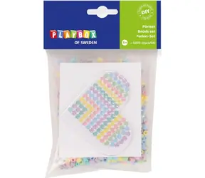 PLAYBOX Aufbügelperlen, kleines Set, Herz / 1000 Stück / Pastellfarben / 5 mm