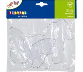 PLAYBOX Bügelperlen-Unterlagen Schmetterling und Pferd / Unterlage / 2 Stück / 9-14,5 x 13-14 cm