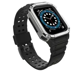Hurtel Armor Case schwarz, silber / Schutzhülle mit Armband / Apple Watch 38/40/41 mm
