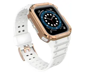 Hurtel Armor Case weiß, roségoldenes Armband / Hülle mit Armband / robust / für Apple Watch 38/40/41 mm