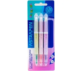 ASTRA Textmarker 2in1 Pastell / 3er-Set / Liner + Textmarker