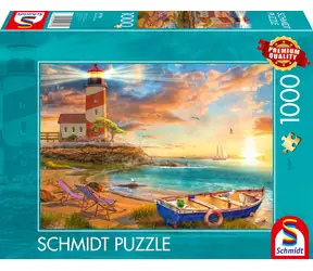 Schmidt Puzzle Sonnenuntergang über der Bucht mit Leuchtturm / 1000 Teile / ab 12 Jahren