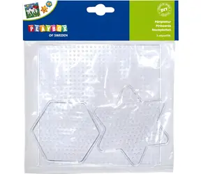 PLAYBOX Bügelperlen-Pads, verschiedene Formen / 3 Stück / Stern, Sechseck, Quadrat