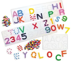 PLAYBOX Pads für Bügelperlen Buchstaben und Zahlen / Block / 3 Stück