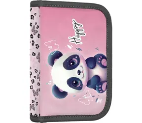 OXYBAG Einstöckiges Schulmäppchen Panda / Schulmäppchen / 2 Klappen / 25 Gummischlaufen / Folie für Stundenplan