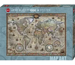 HEYE Puzzle-Weltkarte: Retro-Welt / 1000 Teile / 70 × 50 cm