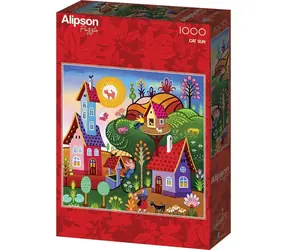 ALIPSON Quadratisches Puzzle Katze Sonne / 1000 Teile / 63,5 × 63,5 cm