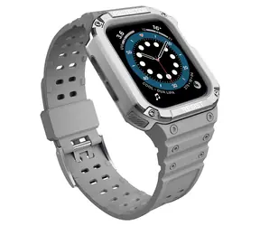 Hurtel Armor Case grau, silber / Schutzhülle mit Armband / Apple Watch 38/40/41 mm