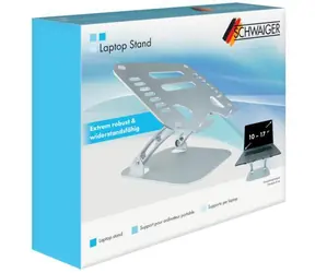 Schwaiger Laptopständer silber / Laptopständer / Aluminium / höhenverstellbar / faltbar / bis zu 20 Zoll
