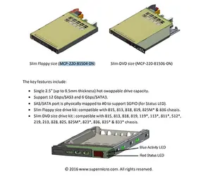 SuperMicro Gehäuse für 2,5"-Festplatten im Slim-FD-Einschub / Hot-Swap-Rahmen / SAS3 / SATA, SGPIO / max. 9,5 mm / für SC815