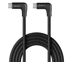 Lindy USB-C - USB-C 90°-Winkelstecker, schwarz / USB-Kabel / USB 3.2 Gen 2 / 10 Gbit/s / 1 m / PD 60 W
