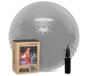 Spokey HALF FIT grau / Gymnastikball / 2-in-1-Massage / 65 cm / Pumpe inklusive
