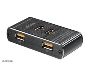 Akasa AK-SC01-BKCM / USB-Ladestation / 4 Anschlüsse / Schnellladung / gebürstetes Aluminium
