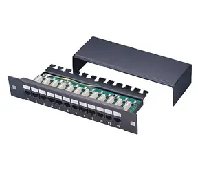 Xtendlan Patchpanel 10" 12 Ports schwarz / Patchpanel / Cat5e geschirmt / 1 HE / LSA / horizontale Ports