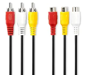 Nedis Composite-Videokabel 3x RCA - 3x RCA 5 m Schwarz / Kabel / Vernickelte Stecker / 480p