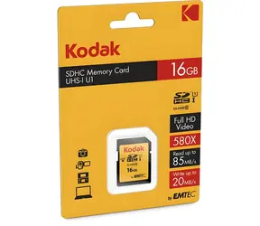 Kodak SDHC 16 GB / Speicherkarte / UHS-I (U1) / Klasse 10 / V10 / Lesegeschwindigkeit 85 MB/s