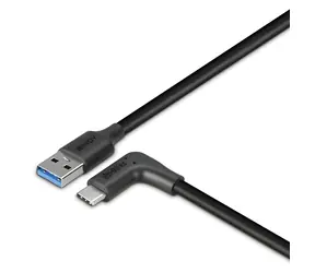 Lindy USB-A-auf-USB-C-Winkelkabel (90°), schwarz, USB 3.2 Gen 2, 10 Gbit/s, 1,5 m, 15 W