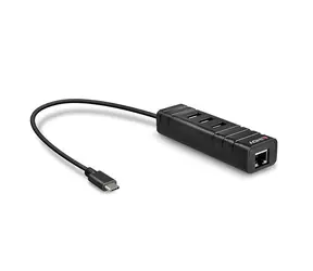 Lindy USB-C-Hub mit Gigabit-LAN, schwarz / USB-Hub / USB 3.2 Gen 1 / 3x USB-A / RJ45
