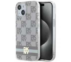 DKNY IML MagSafe Beige, kariert, mit Streifenmuster, Rückseite für iPhone 15 PLUS/14 PLUS