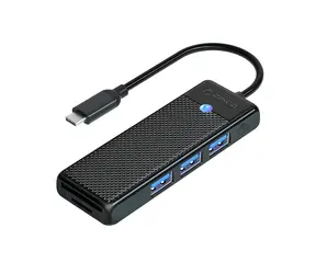 Orico PAPW3AT-C3 schwarz / USB-Hub / 3x USB-A 3.0 / SD- und microSD-Kartenleser / 1 m Kabel