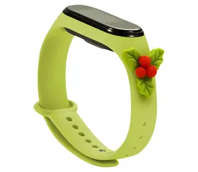 Hurtel Weihnachtsarmband mit Stechpalmenmotiv für XIAOMI Mi Band 3/4, grün / Armband / Silikon / Weihnachtsmotiv