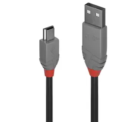 Lindy Anthra Line USB-A - Mini-USB B 0,5 m schwarz, grau / USB-Kabel / USB 2.0 / 480 Mbit/s
