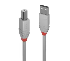 Lindy Anthra Line grau / USB-Kabel / USB 2.0 Typ A - Typ B / Stecker/Stecker / 3 m / 480 Mbit/s