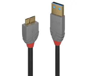 Lindy Anthra Line schwarz / USB-Kabel / USB-A - Micro-USB B / 2 m / 5 Gbit/s