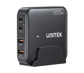 Unitek P1229ABK schwarz / Ladegerät / GaN / 100 W / 2x USB-C / 2x USB-A